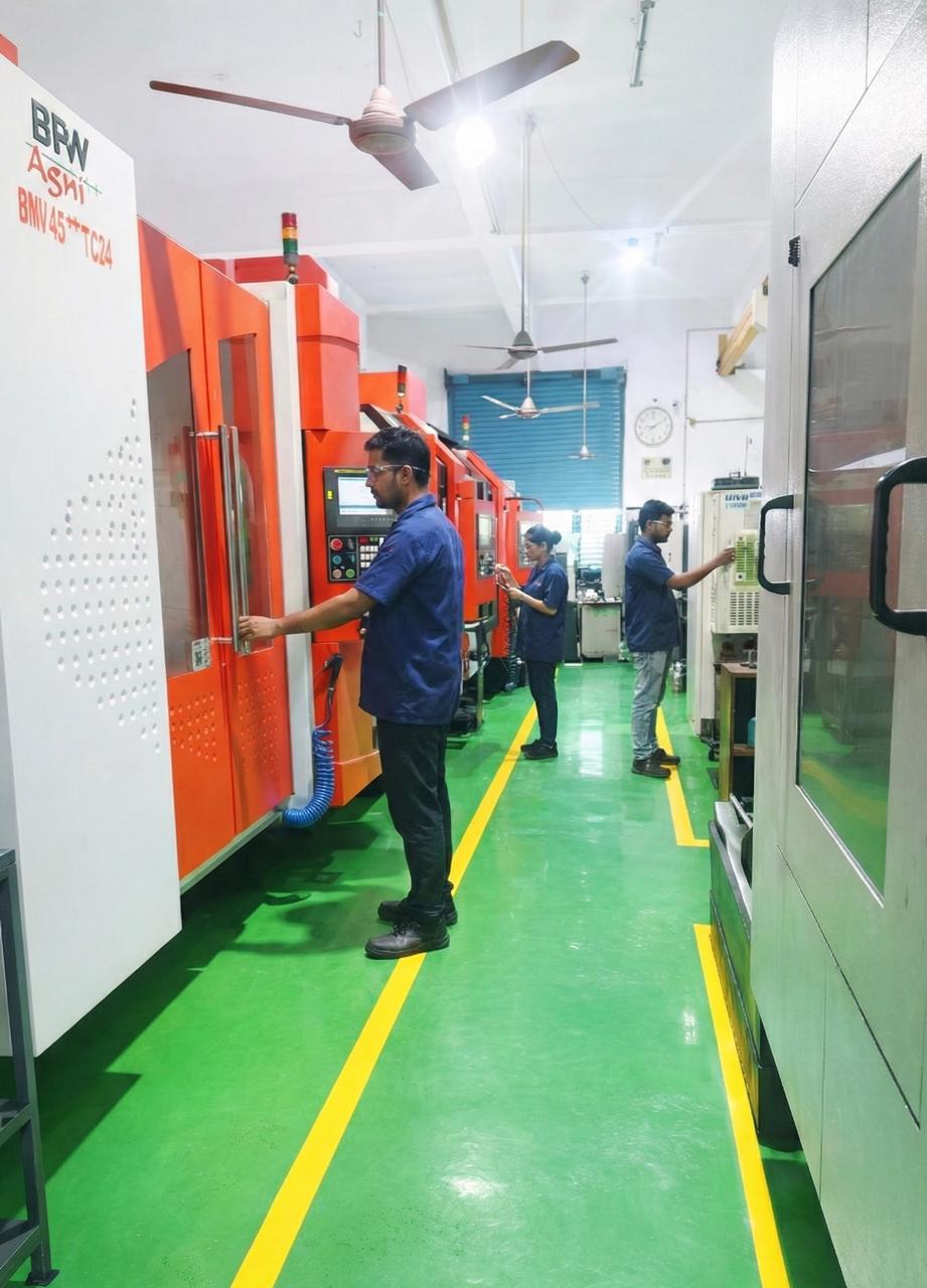CNC machining centres in operation
